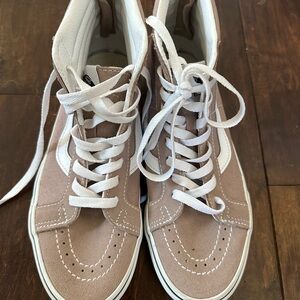 Vans Women's Tan and White High-Top Sneakers